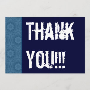 60th Birthday Party Blue Pattern Midnight and Navy Thank You Card