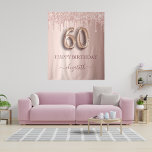 60th birthday party blush pink rose gold glitter tapestry<br><div class="desc">A tapestry for a girly and glamourous 60th birthday party. A rose gold, pink gradient background with elegant rose gold coloured faux glitter drips, paint dripping look. With the text: Happy Birthday. Personalise and add a name. The name is written in dark rose gold with a modern hand lettered style...</div>