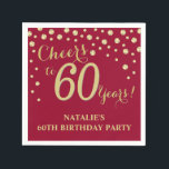 60th Birthday Party Burgundy Red and Gold Diamond Napkin<br><div class="desc">60th Birthday Party Invitation with Burgundy Red and Gold Glitter Diamond Background. Gold Confetti. Adult Birthday. Man or Woman Birthday. For further customisation,  please click the "Customise it" button and use our design tool to modify this template.</div>