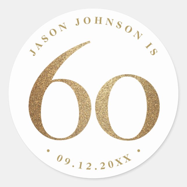 60th Birthday Party Classic Round Sticker (Front)