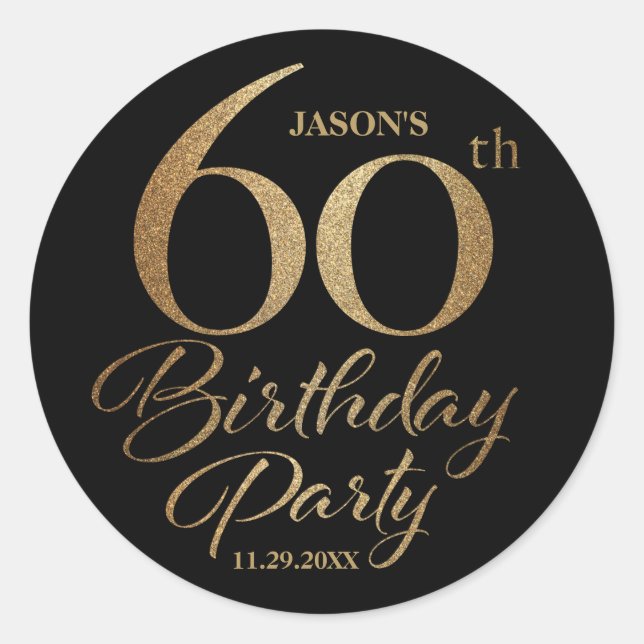 60th Birthday Party Classic Round Sticker (Front)