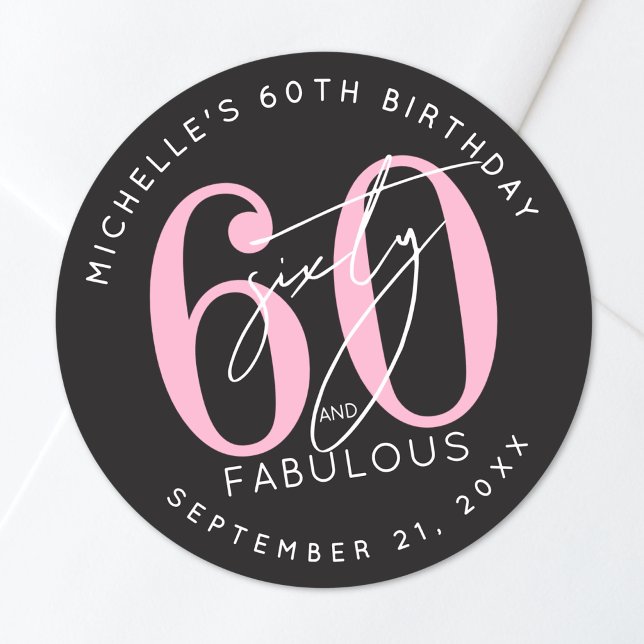 60th Birthday Party Classic Round Sticker (60th Birthday Party Classic Round Sticker )