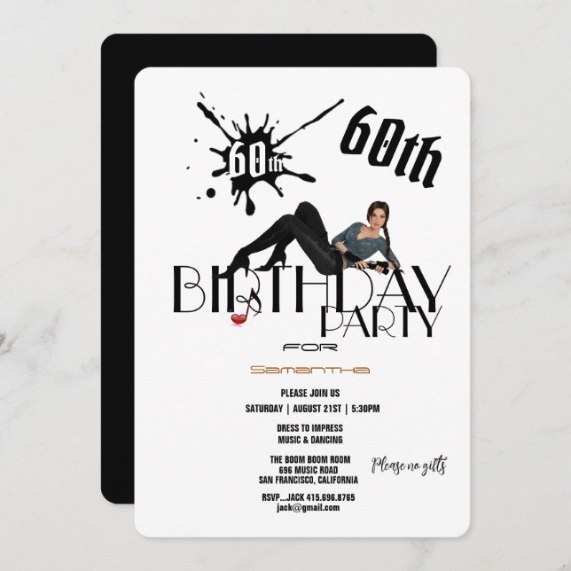 60th Birthday Party Classy Lady Unique  Invitation (Front/Back)