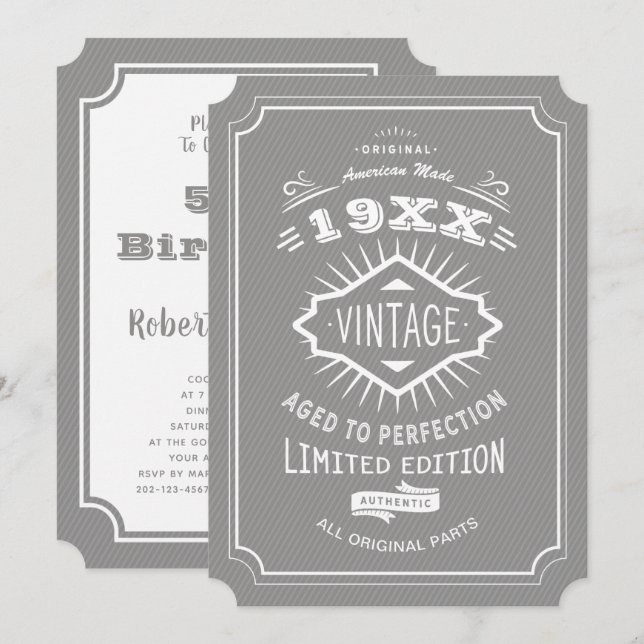 60th Birthday Party Custom Colour Limited Edition Invitation (Front/Back)