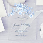 60th Birthday Party Dusty Blue Floral Acrylic Invitations<br><div class="desc">Elegant blue rose floral 60th birthday acrylic invitation.</div>