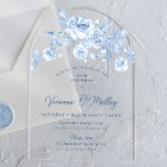 60th Birthday Party Dusty Blue Rose Floral Arch Acrylic Invitations<br><div class="desc">Elegant blue rose floral 60th birthday acrylic arch invitation.</div>