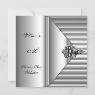 60th Birthday Party Elegant Mens Silver Mans Invitation