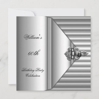 60th Birthday Party Elegant Mens Silver Mans Invitation