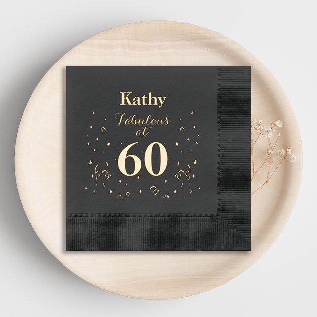 60th Birthday Party Fabulous at 60 Foil Napkins (Creator Uploaded)