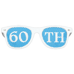60th Birthday Party Favour Cool Blue White Retro Sunglasses