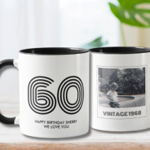 60th Birthday Party Favour Vintage Year Mug