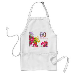 60th birthday party floral bouquet adult apron