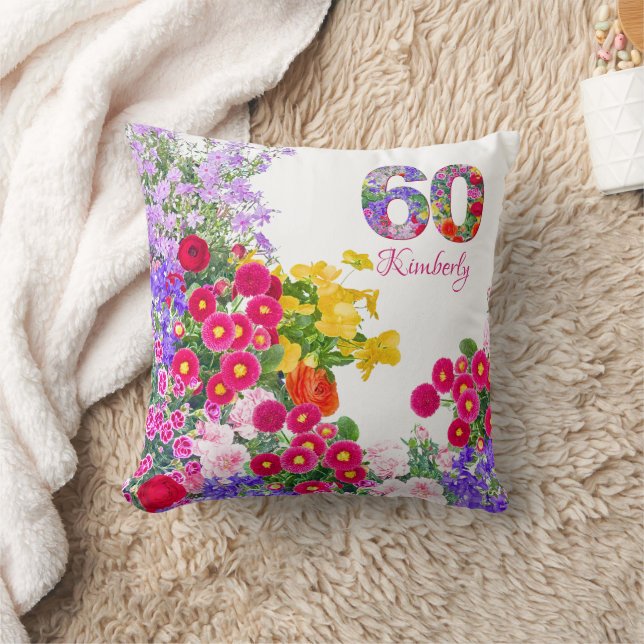 60th birthday party floral bouquet pillow (Blanket)