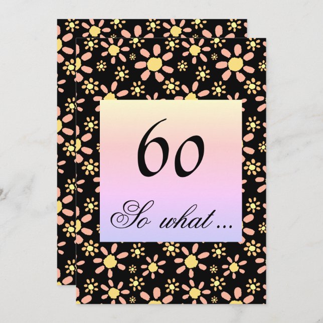 60th Birthday Party Floral for Her Invitation (Front/Back)