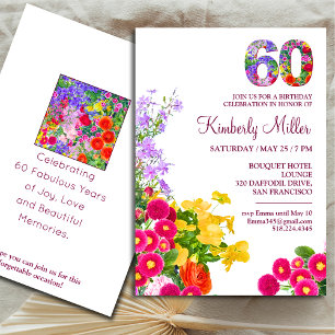 60th birthday party floral modern 60 years party invitation