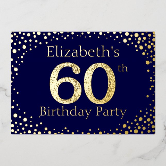 60th Birthday Party Foil Invitation (Front)