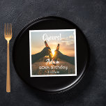 60th birthday party for guys cheers beer napkin<br><div class="desc">A napkin for a 60th birthday party for a guy. Photo of two hands holding bottles of beer against the evening sunset. Keep the photo or add yours. With the text: Cheers to, templates for a name age 60 and a date. Date of birth or the date of the party....</div>