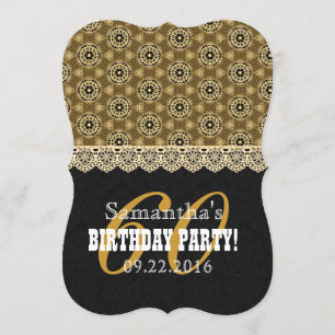 60th BIRTHDAY PARTY For Her A05 Black and Gold Invitation