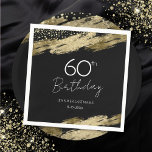60th Birthday Party Gold Black Invitation Napkin<br><div class="desc">Elegant Faux gold foil paint splatters design. All text is adjustable and easy to change for your own party needs. Great elegant 60th birthday template design. Fancy Birthday party Napkins. Black and gold</div>