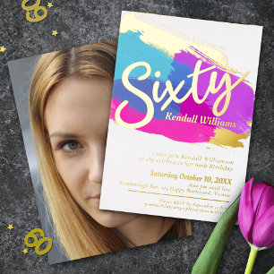 60th Birthday party gold photo bright abstract art