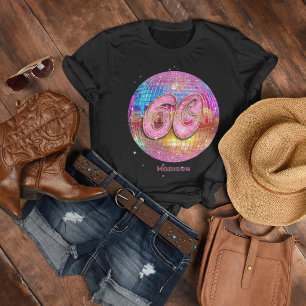 60th Birthday Party Gold Pink Glitter Disco Ball T-Shirt