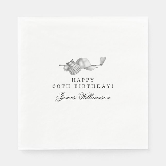 60th Birthday Party Golf Theme Editable Napkin (Front)