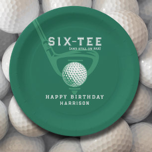 60th Birthday Party Golf Theme Name Modern Green Paper Plate