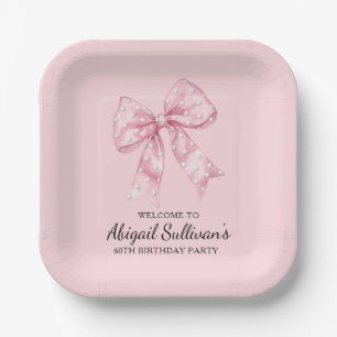 60th Birthday Party Golf Theme Pink Bow Golf Ball Paper Plate