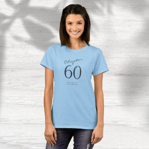 60th Birthday Party Grey Script Blue T-Shirt
