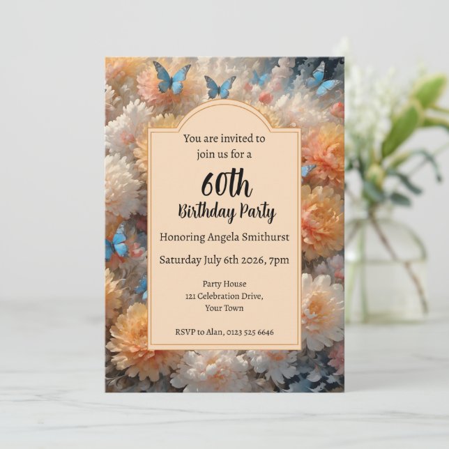 60th Birthday Party Invitation (Standing Front)
