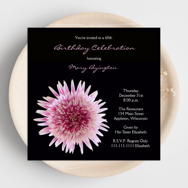 60th Birthday Party Invitation Gorgeous Gerbera (Creator Uploaded)