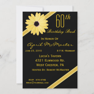 60th Birthday Party Invitation in Black & Gold