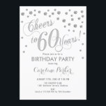 60th Birthday Party Invitation - Silver White<br><div class="desc">60th Birthday Party Invitation
Elegant design with faux glitter silver and white. Cheers to 60 Years!</div>