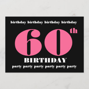 60th Birthday Party Invitation Template Pink Black