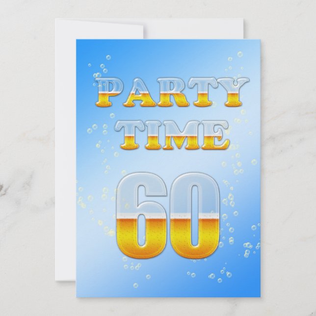 60th birthday party invitation with beer (Front)