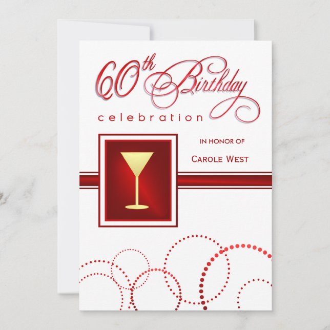 60th Birthday Party Invitations - Custom Maroon (Front)
