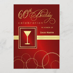 60th Birthday Party Invitations - Festive Red