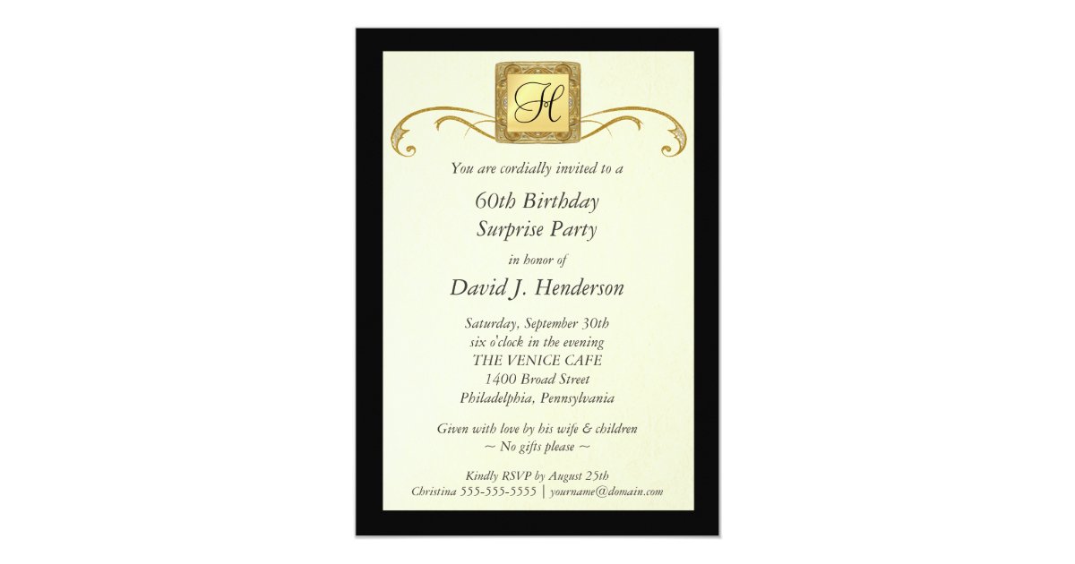 60th Birthday Party Invitations - Formal for Men | Zazzle