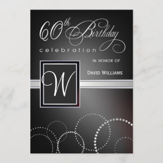 60th Birthday Party Invitations - with Monogram