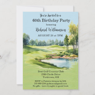 60th Birthday Party Men's Golf Theme Party Invitation