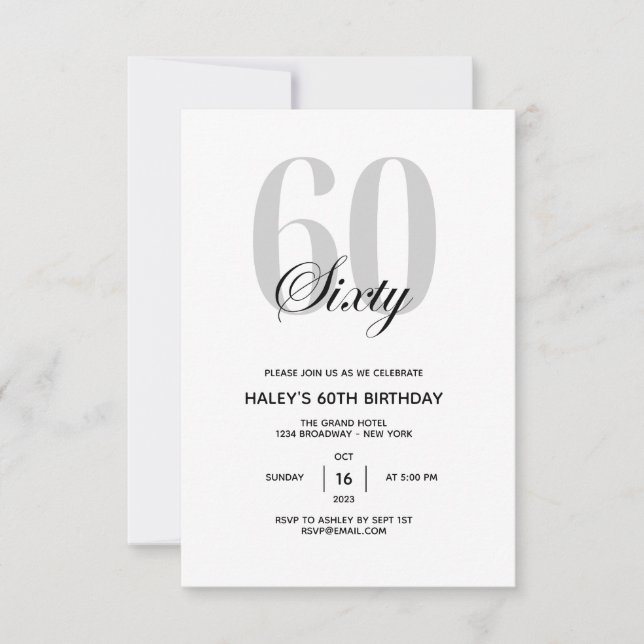 60th Birthday Party Minimal Chic Invitation (Front)