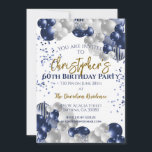 60th Birthday Party Navy Balloons Invitation<br><div class="desc">A gorgeous 60th birthday party or celebration invitation. A fabulous navy blue and silver balloons design with lots of space for your party details - perfect to announce a celebration for sixtieth party. Stylish flat card invitation.</div>
