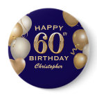 60th Birthday Party Navy Blue and Gold Balloons