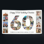 60th Birthday Party Number 60 Photo Collage Banner<br><div class="desc">Mark sixty years of wonderful memories and adventures with this captivating 60th Birthday Number Photo Collage. This customisable template is the perfect blend of creativity and sentiment, allowing you to create a truly memorable gift for your loved one's special day. Capture the essence of incredible years in a single masterpiece...</div>