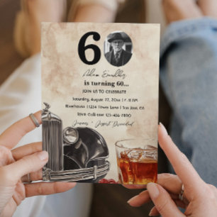 60th Birthday Party Old Timer Car & Whiskey Invitation
