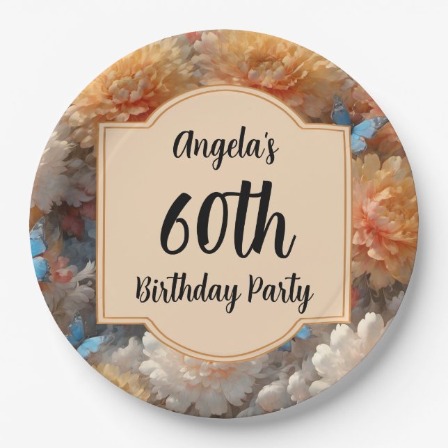 60th Birthday Party Paper Plate (Front)