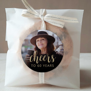 60th Birthday Party Photo Cheers Classic Round Sticker