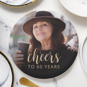 60th Birthday Party Photo Cheers Paper Plate