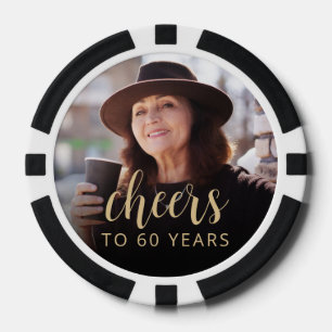 60th Birthday Party Photo Cheers Poker Chips