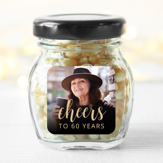 60th Birthday Party Photo Cheers Square Sticker (Creator Uploaded)